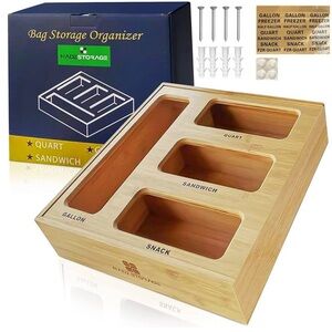 NWT! Bamboo Food Bag Storage Organizer Drawer Or Wall Mount - Sold Out Online